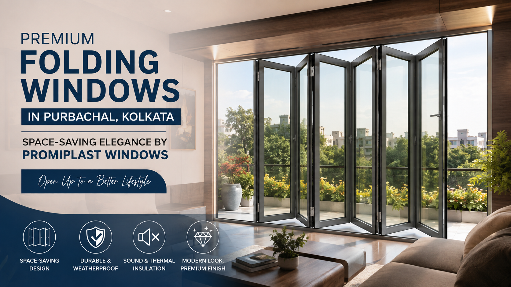 Folding windows in Purbachal Kolkata