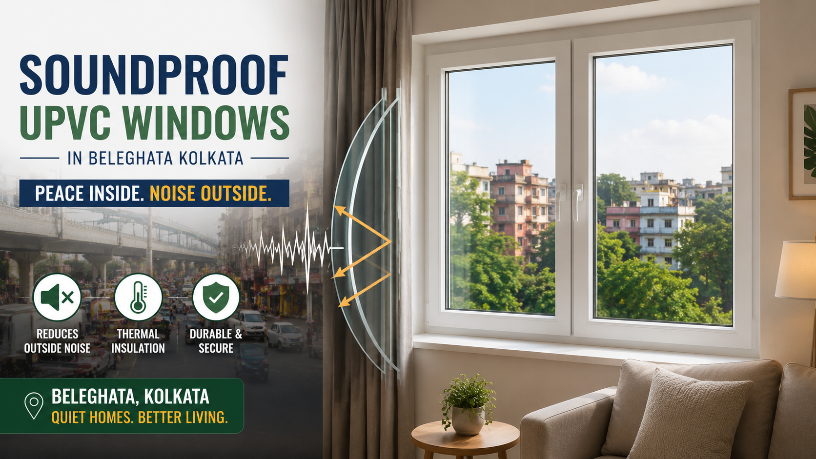 Soundproof UPVC windows in Beleghata Kolkata