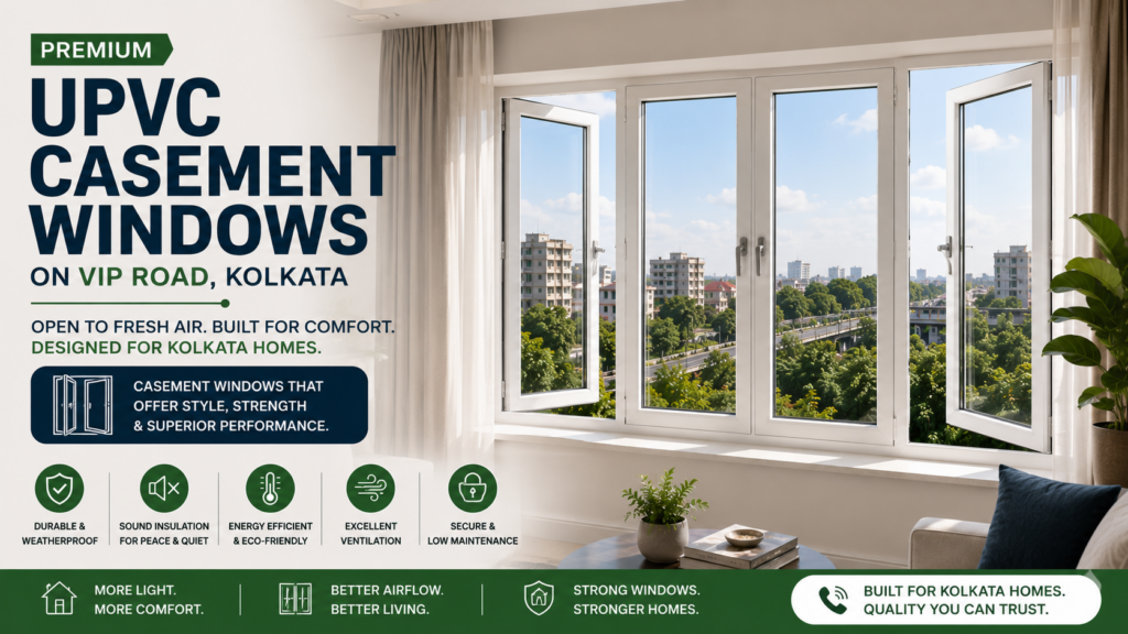 UPVC casement windows on VIP Road Kolkata