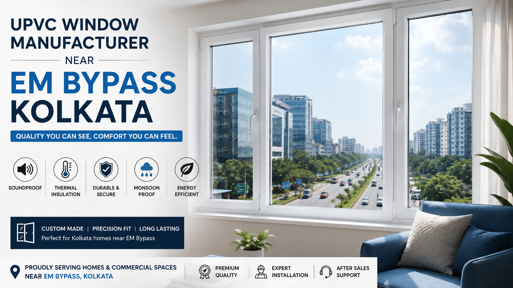 UPVC window manufacturer near EM Bypass Kolkata