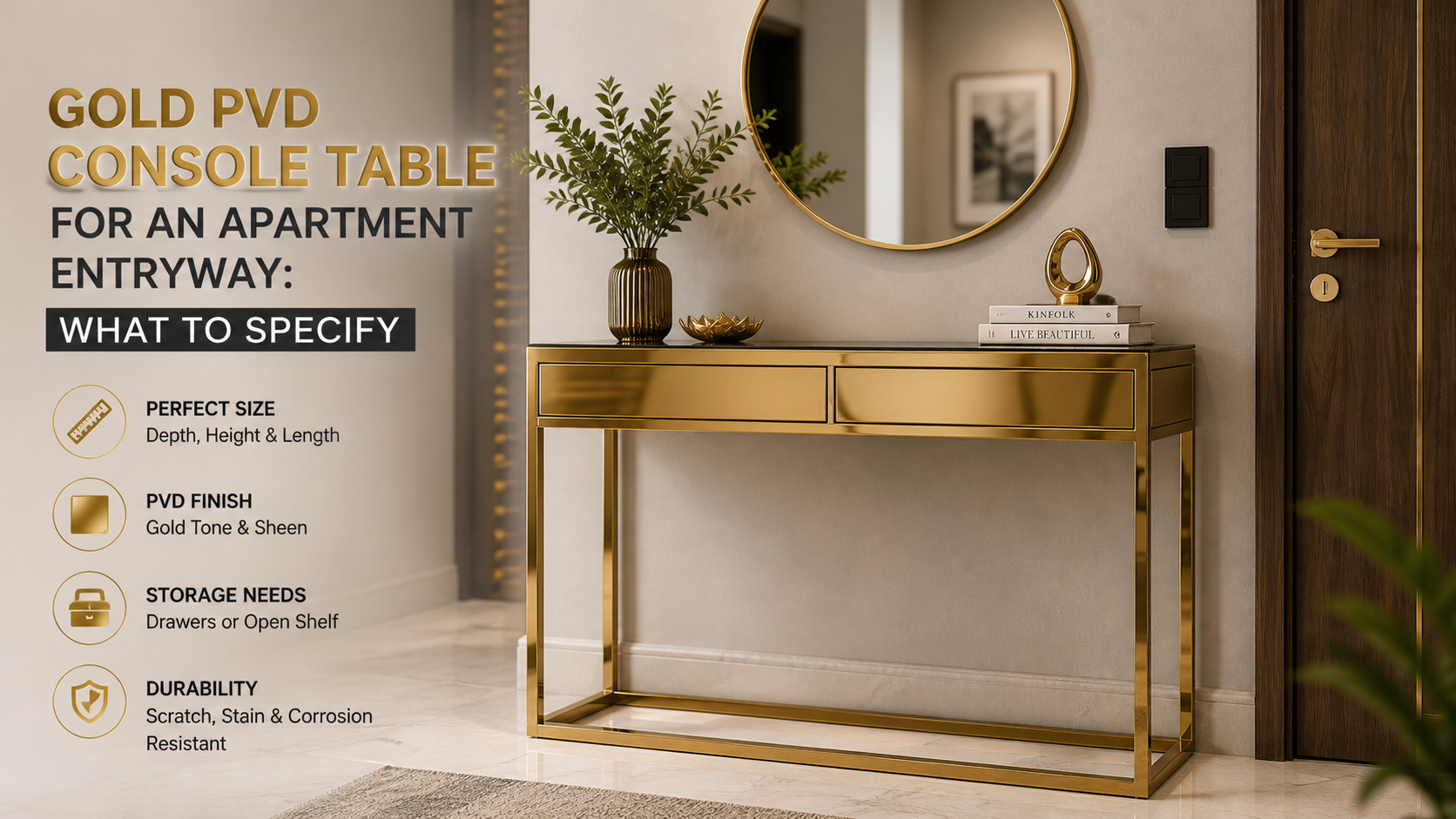 gold PVD console table Kolkata