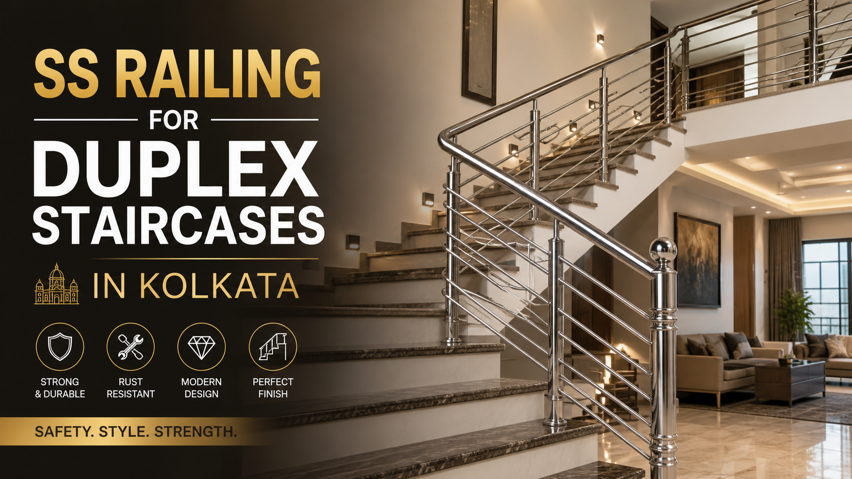 SS railing for duplex staircase Kolkata