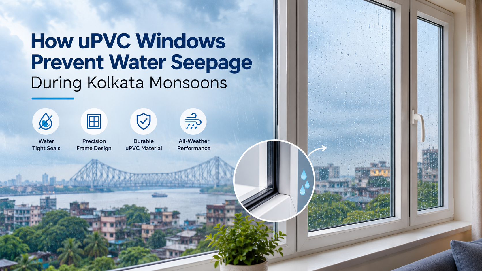 monsoon water leakage protection upvc windows kolkata