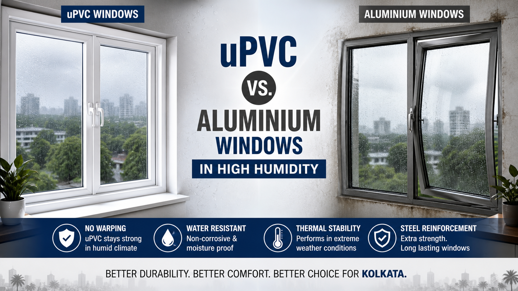 upvc vs aluminium window warping in humid climate Kolkata